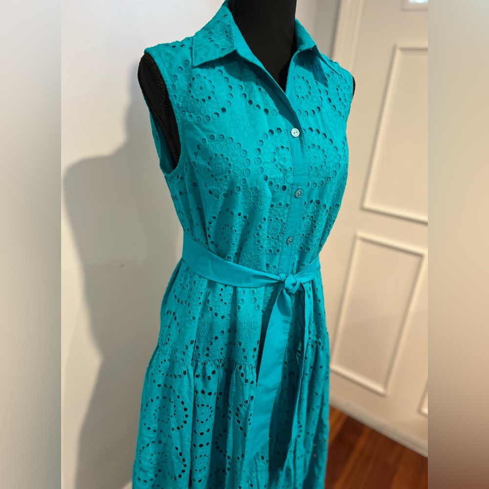 NWOT Lilly Pulitzer ❤️🔥SAMPLE❤️🔥Maxi Teal Sleeveless Eyelet Dress 10 - Picture 6 of 17